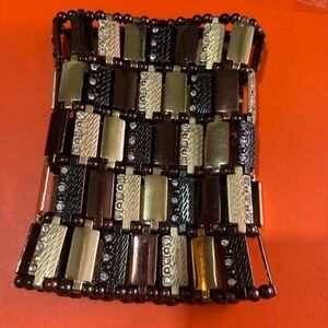 Fashion jewelry metal & Swarovski crystal expandable cuff bracelet one size